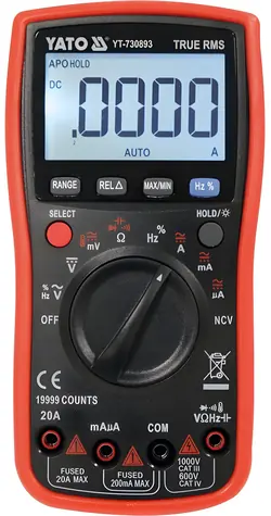 YATO YT-730893 / Digitální multimetr / True RMS / LCD 19999 / NCV / AC/DC 1000V