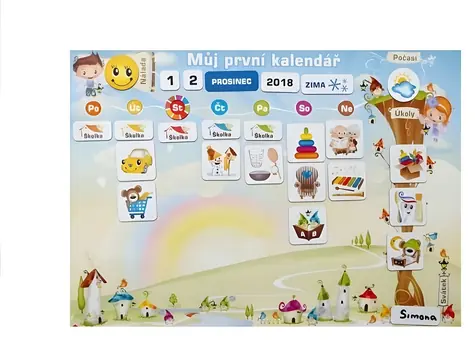 Magnetický kalendář pro děti - školka / Kalendář / 420 x 297 mm / 114 magnetek
