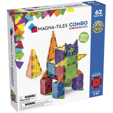 MAGNA-TILES Magnetická stavebnice Combo MT-244062CO / 62 dílků / microMAGS