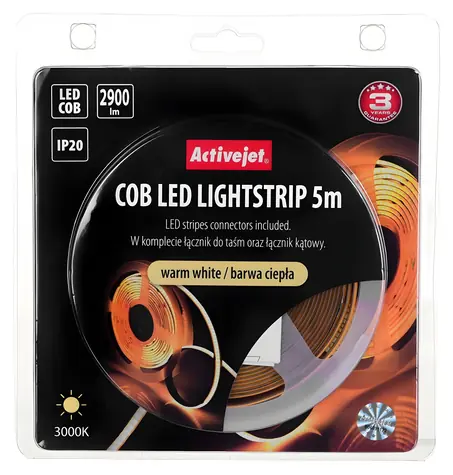 Activejet AJE-COB teplá bílá / LED pásek / 5 m / 30 W / 2900 lm / IP20