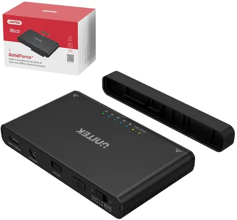 Unitek S1222A černá / Externí box pro M.2 NVMe a 2,5"/3,5" SATA / USB-C 3.2 Gen2 / 10 Gbps