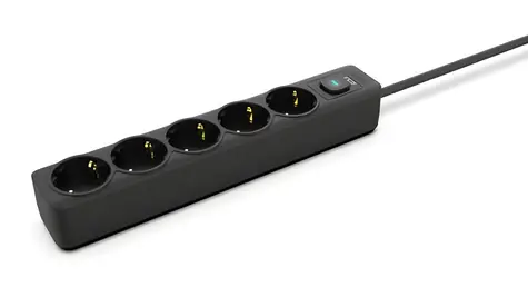Inca IPW-44SY černá / Prodlužovací kabel / 5x zásuvka / 230V / 16A / 1,5 m / s vypínačem
