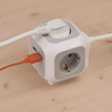 Brennenstuhl ALEA-Power světle šedá/bílá / Stolní zásuvková kostka / 4x 230V / 2x USB-A / 1,4 m