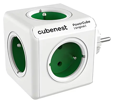 PowerCube Original zelená / Prodlužovací přívod / 5x zásuvka / 16A / dětská pojistka