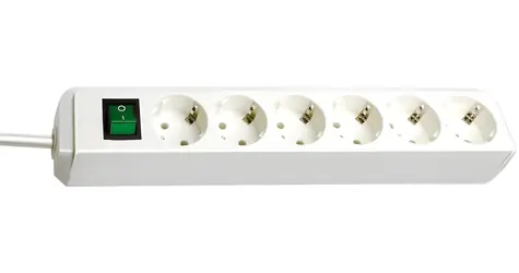 Brennenstuhl Eco-Line 6x bílá / Prodlužovací kabel / 6 zásuvek / vypínač / 1,5 m