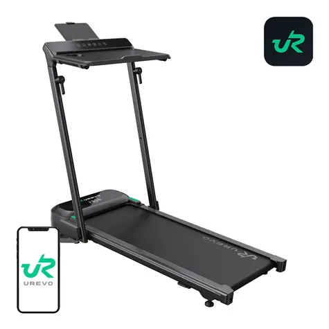 UREVO FoldiMix 5L černá / Elektrický běžecký pás / rychlost 1-12 km/h / nosnost 136 kg / výkon 3,0 HP