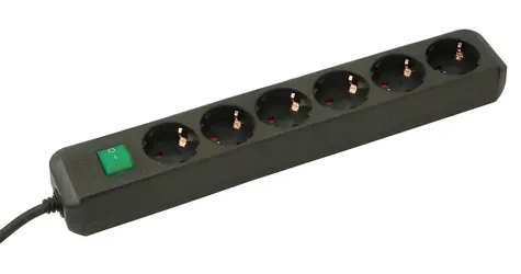 Brennenstuhl Eco-Line černá / Prodlužovací kabel / 6x zásuvka / vypínač / 1,5 m / 3500 W