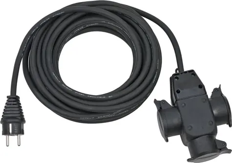 Brennenstuhl Prodlužovací kabel s gumovou trojzásuvkou 10 m / Prodlužovací kabel / 3 zásuvky / IP44