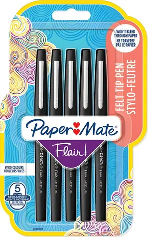 Paper Mate Flair černá / Fix / 5 ks / hrot M