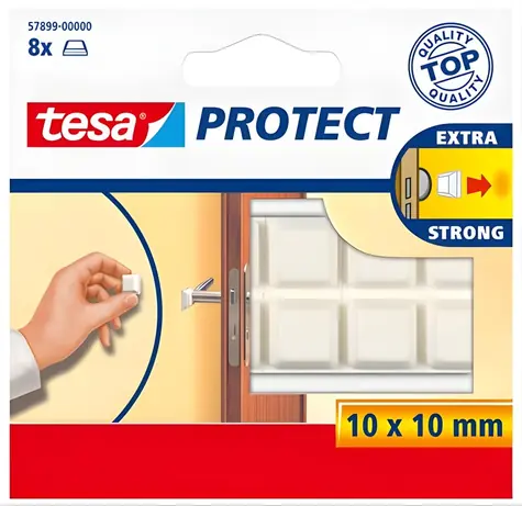 Tesa Protect ochranné nárazníky bílé / Ochranné nárazníky / 10x10 mm / samolepicí / 8 ks