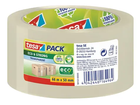 Tesa tesapack Eco & Strong transparentní / Balicí páska / PP / 50 mm x 66 m / UV odolná
