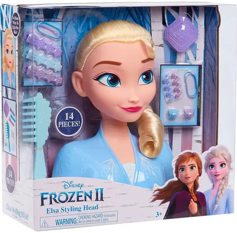 JUST PLAY Kadeřnická a vizážistická hlava Disney Frozen 2 Elsa / Hračka / 14dílná sada / od 3 let