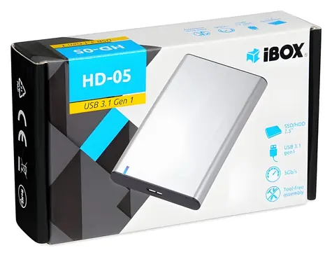 iBox HD-05 šedá / Externí box pro 2.5" HDD/SSD / USB 3.2 Gen 1 / SATA III / UASP