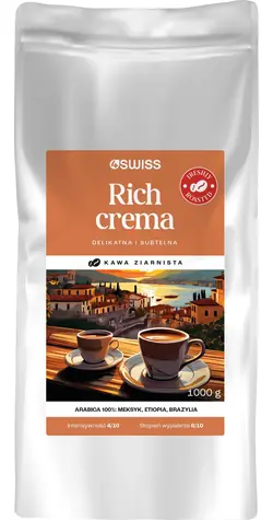4Swiss Rich Crema 1 kg / Zrnková káva / čerstvě pražená