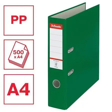 Esselte Economy zelená / Pořadač / A4 / Plast / 75 mm hřbet