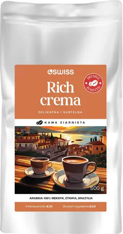 4Swiss Rich Crema 500 g / Zrnková káva / čerstvě pražená