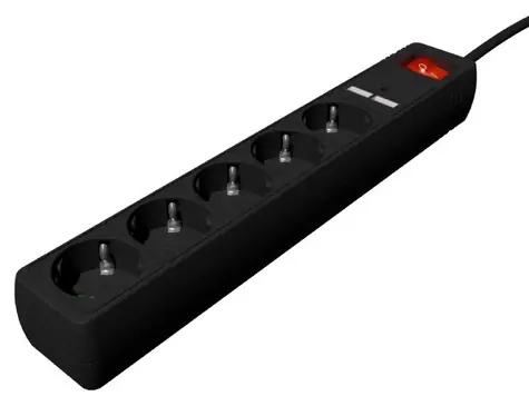 EnerGenie SPG5-U2-5-02 černá / Prodlužovací přívod / 5x 230V / 2x USB-A 2A / 1,5 m