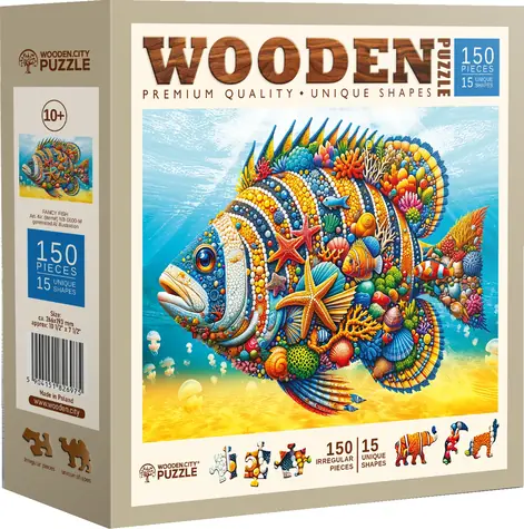 WOODEN CITY Dřevěné puzzle Módní ryba / 150 dílků