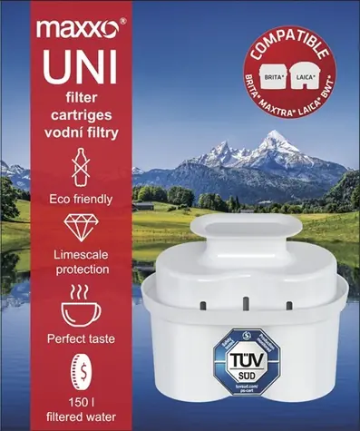 Maxxo UNI vodní filtr 1 ks / Filtr do filtrační konvice / Kompatibilní s Laica, Brita Maxtra, BWT