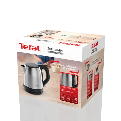 Tefal Subito KO5S2DE černá/nerez / Rychlovarná konvice / 2400 W / 1 l / filtr proti vodnímu kameni