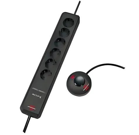 Brennenstuhl Eco-Line Comfort antracitová / Prodlužovací kabel / 6 zásuvek / 2 m / nožní vypínač