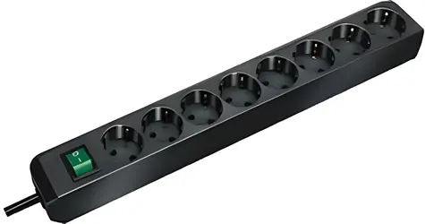 Brennenstuhl Eco-Line černá / Prodlužovací kabel / 8x zásuvka / 3 m / vypínač / LED kontrolka