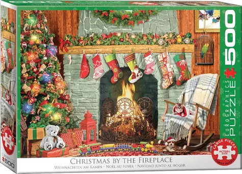 EUROGRAPHICS Puzzle Vánoce u krbu XL / 500 dílků / extra velké dílky / 68 × 49 cm