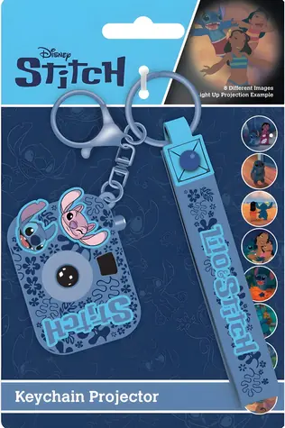 ALLTOYS Přívěsek na klíče Lilo & Stitch s projektorem / Klíčenka / Mini projektor / 3x LR41 v balení