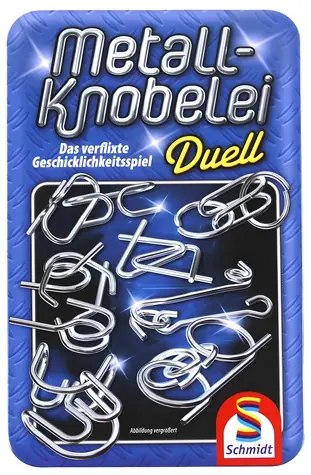 SCHMIDT Sada kovových hlavolamů Duell v plechové krabičce / Hlavolam / 12 ks / pro 2 hráče / od 7 let