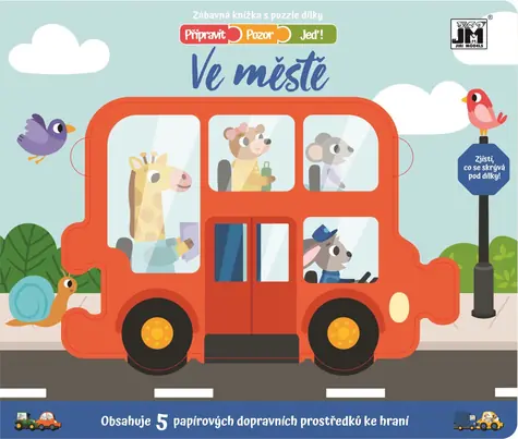 JIRI MODELS Vkládací knížka Připravit, pozor, jeď! - Ve městě / Vkládací puzzle / 5 dílků