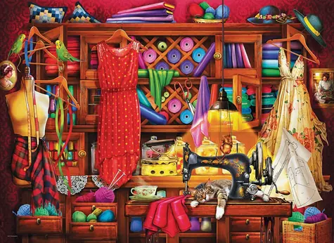 EUROGRAPHICS Puzzle Šicí dílna / 1000 dílků / 67,63 × 48,89 cm