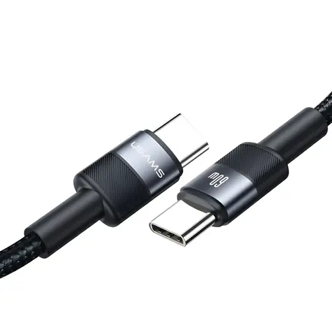 USAMS SJ724 šedá / Datový kabel / USB-C - USB-C / 60W / 1,2 m