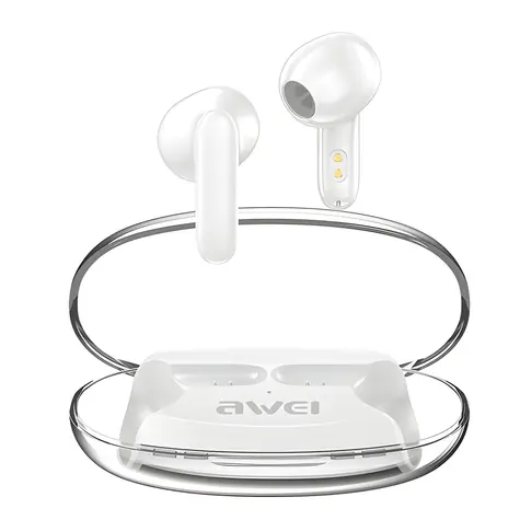 Awei T85 bílá / Bezdrátová sluchátka / TWS / ENC / Bluetooth 5.3 / dobíjecí pouzdro