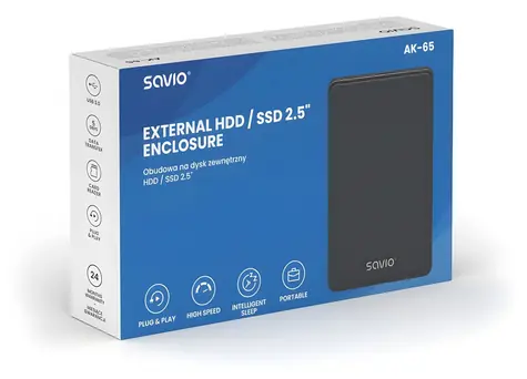 Akasa AK-65 černá / Externí box pro 2,5" HDD/SSD / USB 3.0