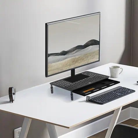 Maclean MC-946 černá / Stojan pod monitor a notebook / 13-32" / volně stojící / nosnost 20 kg / výška 11-15 cm