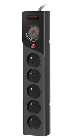 Armac Z5 černá / Prodlužovací přívod / 5 zásuvek / 3 m kabel / 10 A