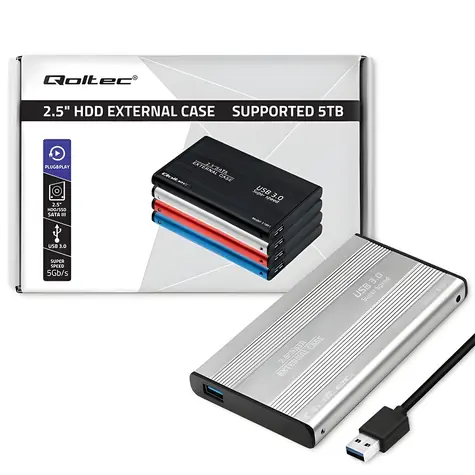 Externí box pro 2,5" HDD/SSD stříbrná / Box / SATA III / USB 3.0