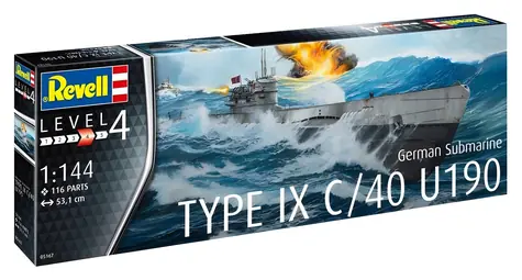 Plastikový model Německá ponorka Typ IX C/40 / Plastikový model / Měřítko 1/144