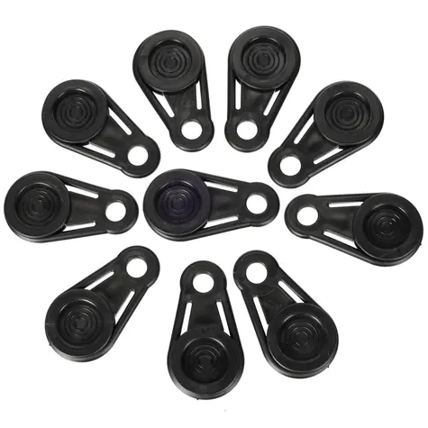 SIXTOL TRAILER TARP HOOK SET 1 / Sada úchytů s okem pro plachtu / 10 ks / Plast / Černá