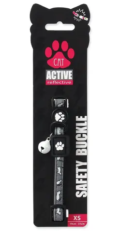 Active Cat Reflective obojek XS černý / Obojek / Reflexní / 1x19-31 cm