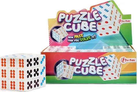 TOI-TOYS Hlavolam Kostka 3x3x3 s barevnými puntíky / 5,5 x 5,5 x 5,5 cm