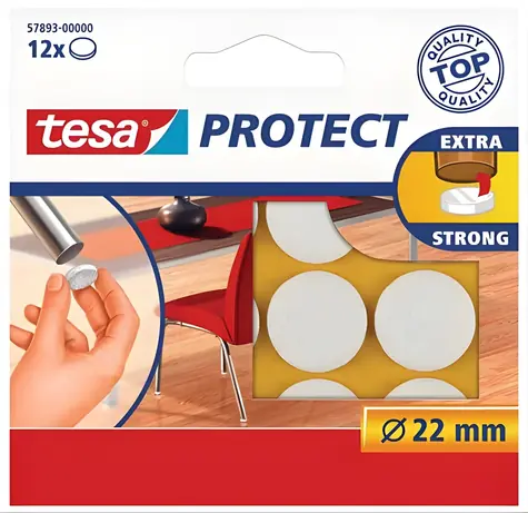 TESA Protect plstěný kluzák kulatý hnědý / O 22 mm / Samolepicí plsť / 12 ks