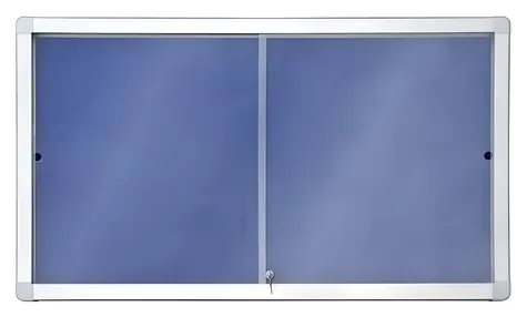 2x3 Horizontální vitrína s posuvnými dveřmi 141x70 cm (12xA4) modrá / Vitrína / textilní výplň / uzamykatelná