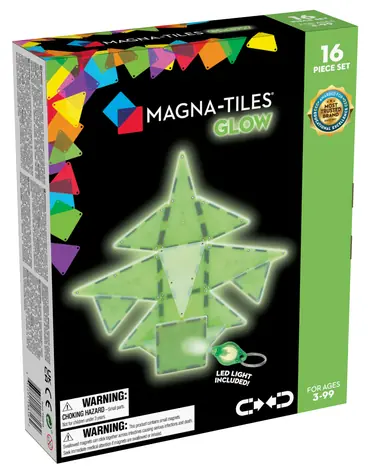 MAGNA-TILES® Magnetická stavebnice Glow / 16 dílů / Svítí ve tmě / Kompatibilní s dalšími sadami MAGNA-TILES