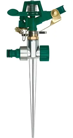 Flo Impulzní zavlažovač se zinkovým bodcem / Zavlažovač / 1/2" přípojka / dostřik 24 m / 45-360°