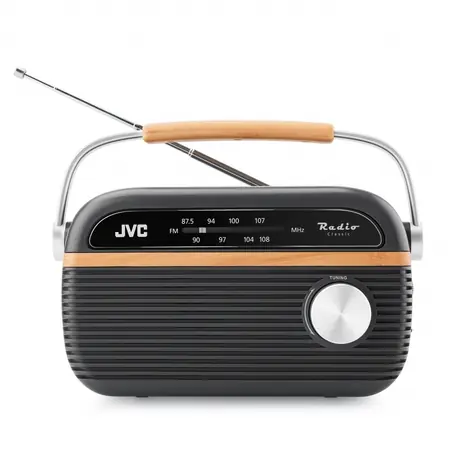JVC RA-E215G šedá / Přenosné rádio / FM / 2W / bateriové i síťové napájení