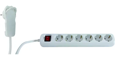 REV prodlužovací kabel se 6 zásuvkami bílá / Prodlužovací kabel / 6x zásuvka / 2 m