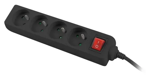 Lanberg PS1 černá / Prodlužovací přívod / 4 zásuvky / 1,5 m / 230 V / s vypínačem