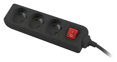 Lanberg PS1 černá / Prodlužovací přívod / 3 zásuvky / 1,5 m / 230 V / s vypínačem