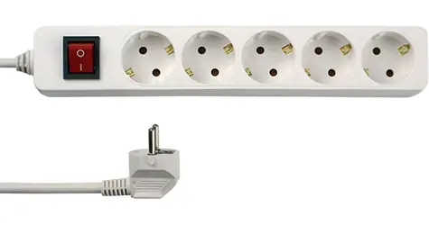 REV Socket Line bílá / Prodlužovací přívod / 5 zásuvek / vypínač / 3 m